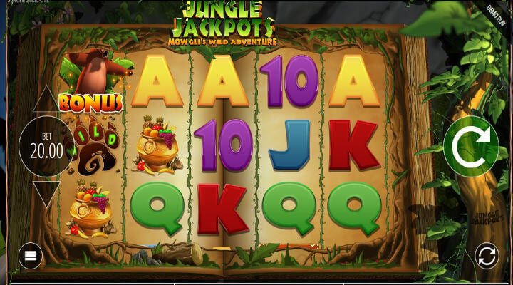 Tela principal de jogo no slot Jungle Jackpots